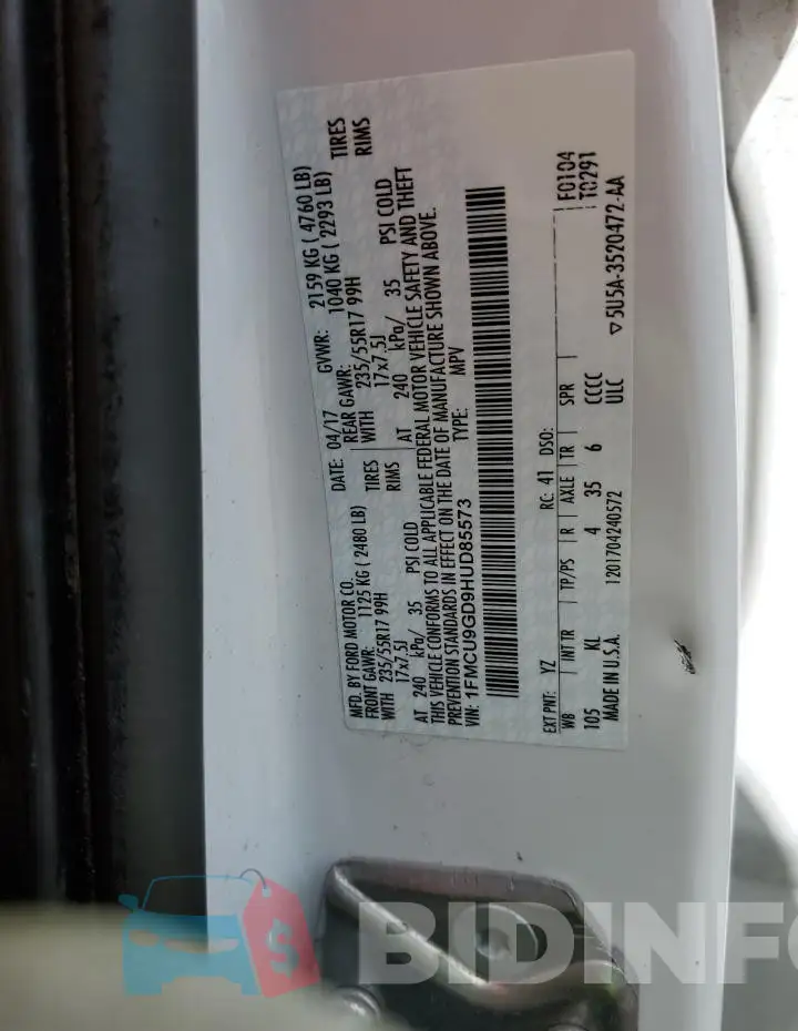 1FMCU9GD9HUD85573 Photo# 12