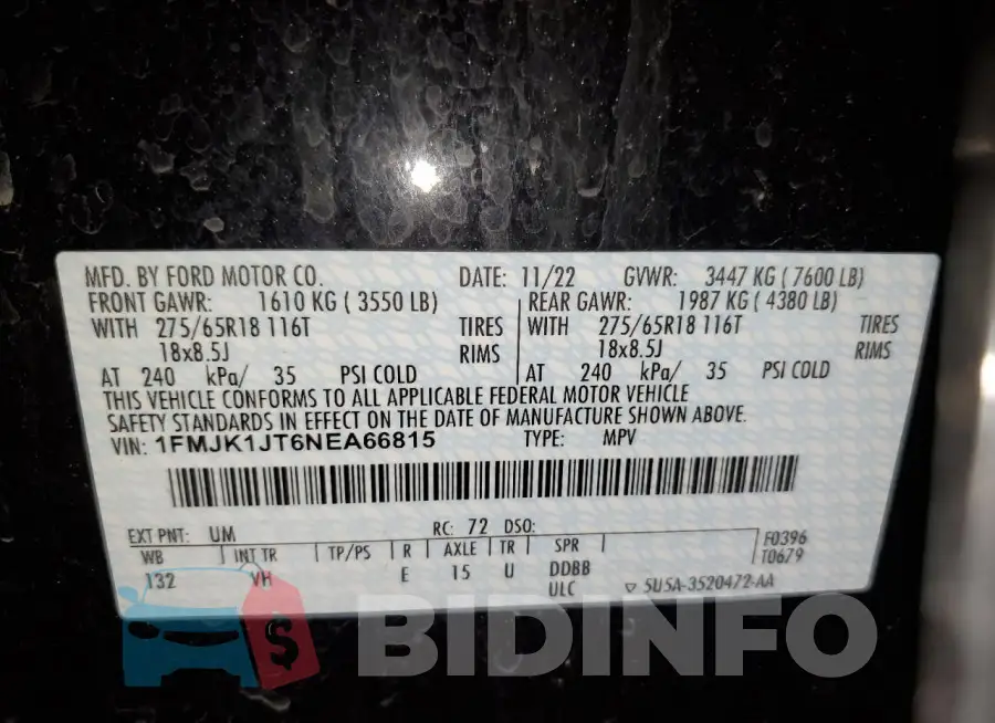 1FMJK1JT6NEA66815 Photo# 14