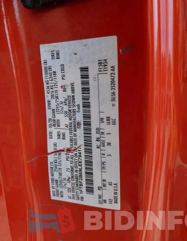 1FTBF2B69LEE79417 Photo# 12
