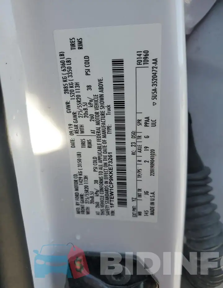 1FTEW1CP9KKE73261 Photo# 13