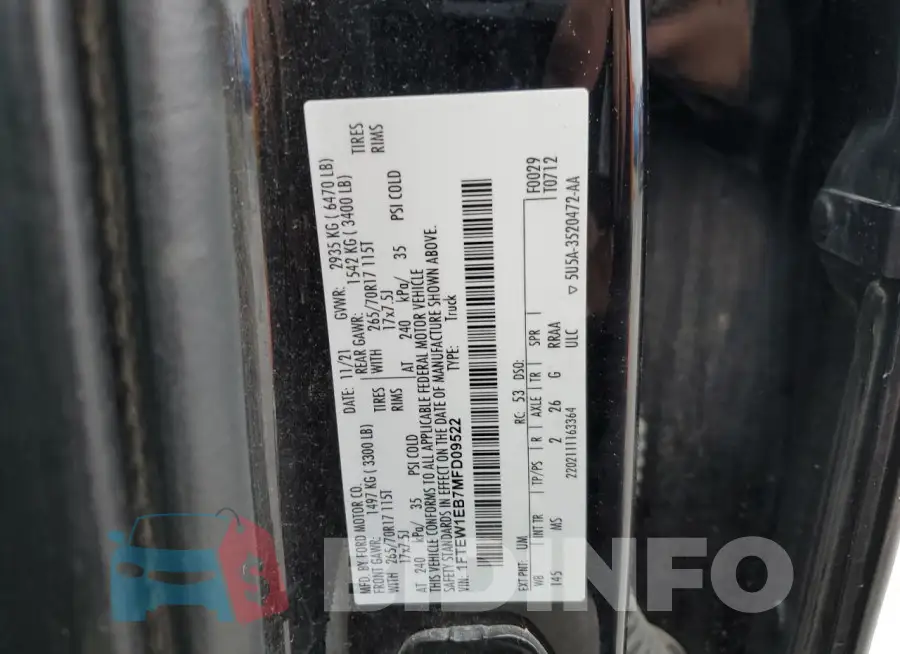 1FTEW1EB7MFD09522 Photo# 13
