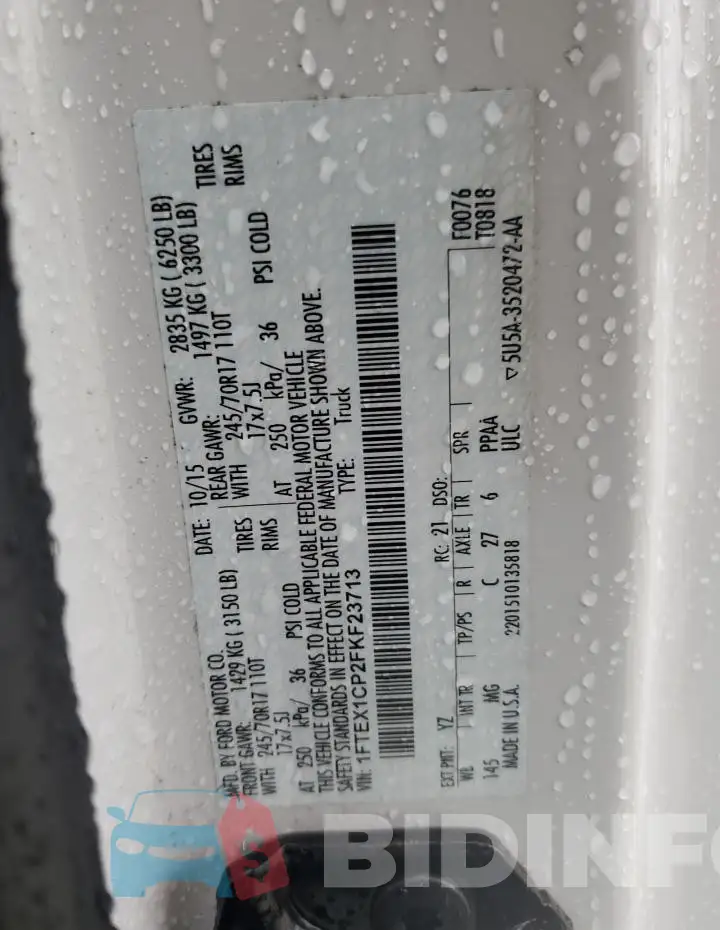 1FTEX1CP2FKF23713 Photo# 12