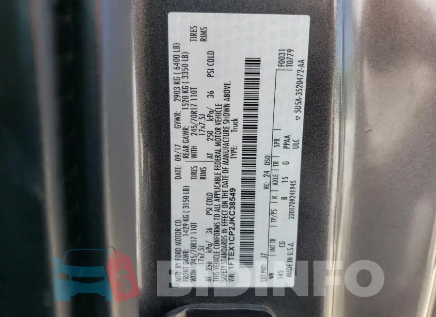 1FTEX1CP2JKC38549 Photo# 13