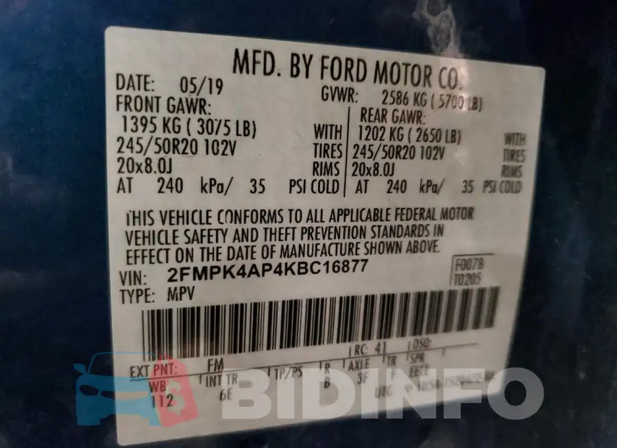 2FMPK4AP4KBC16877 Photo# 13