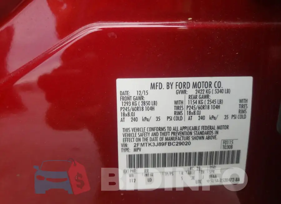 2FMTK3J89FBC29020 Photo# 12