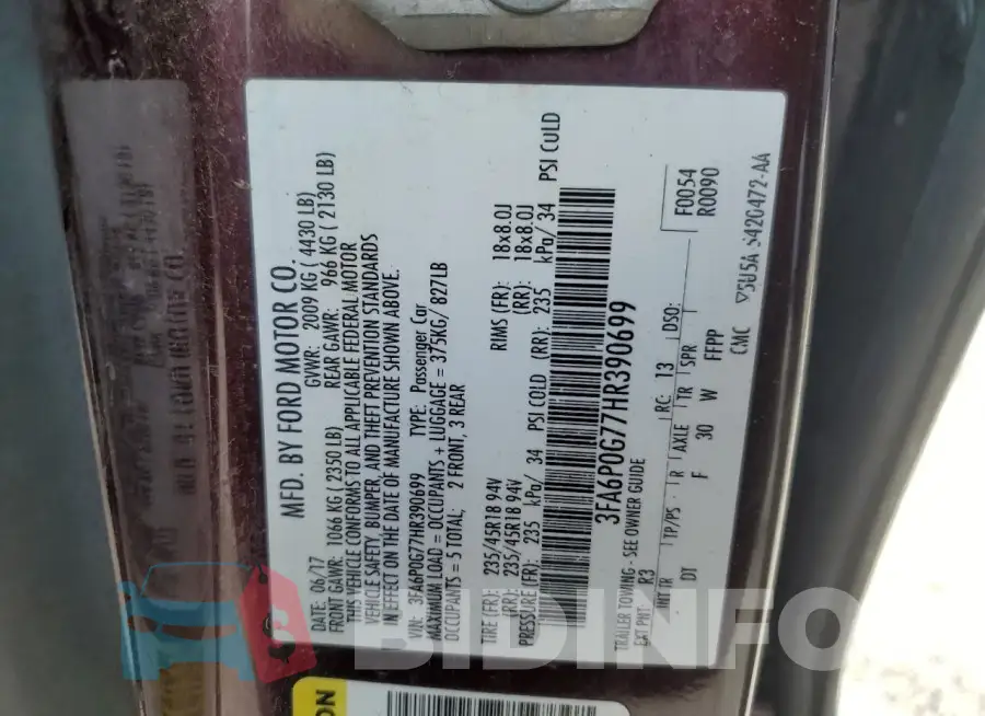 3FA6P0G77HR390699 Photo# 12