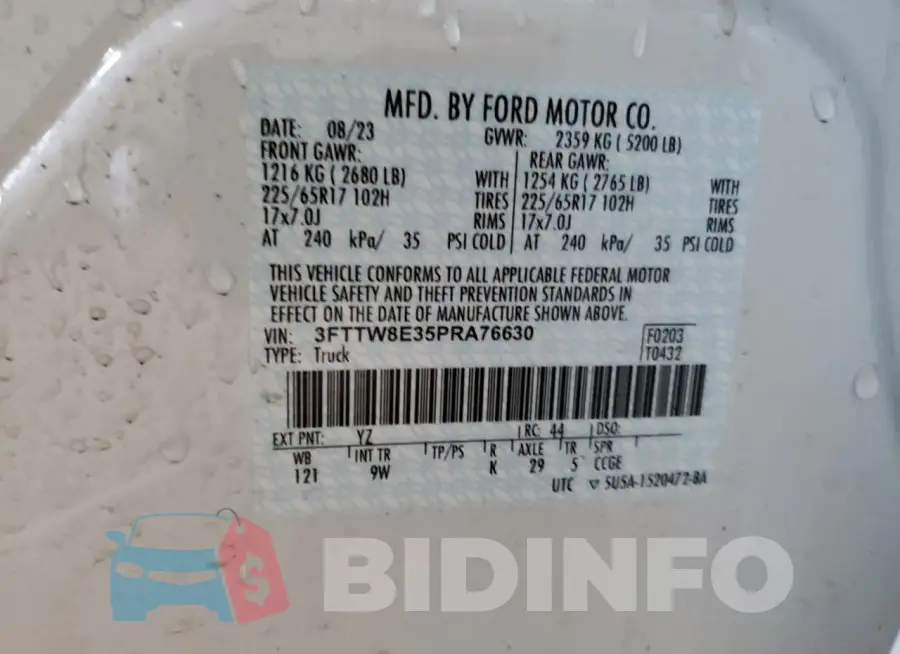 3FTTW8E35PRA76630 Photo# 13
