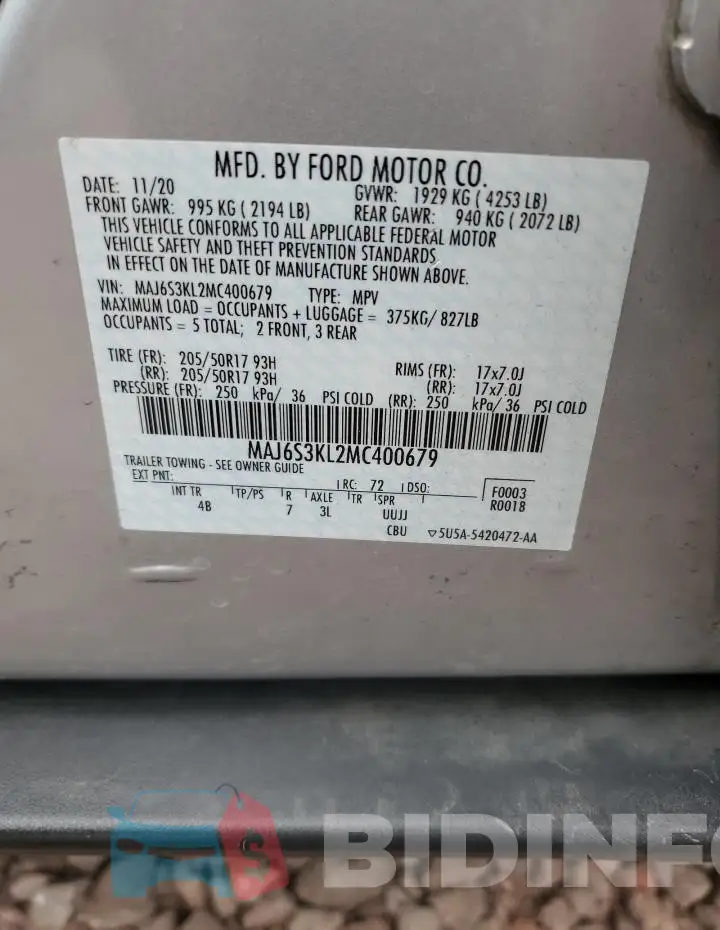 MAJ6S3KL2MC400679 Photo# 13