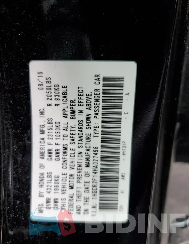 1HGCR2F14HA027496 Photo# 12