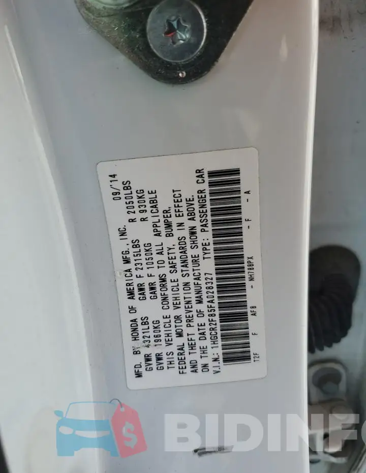 1HGCR2F85FA028327 Photo# 12