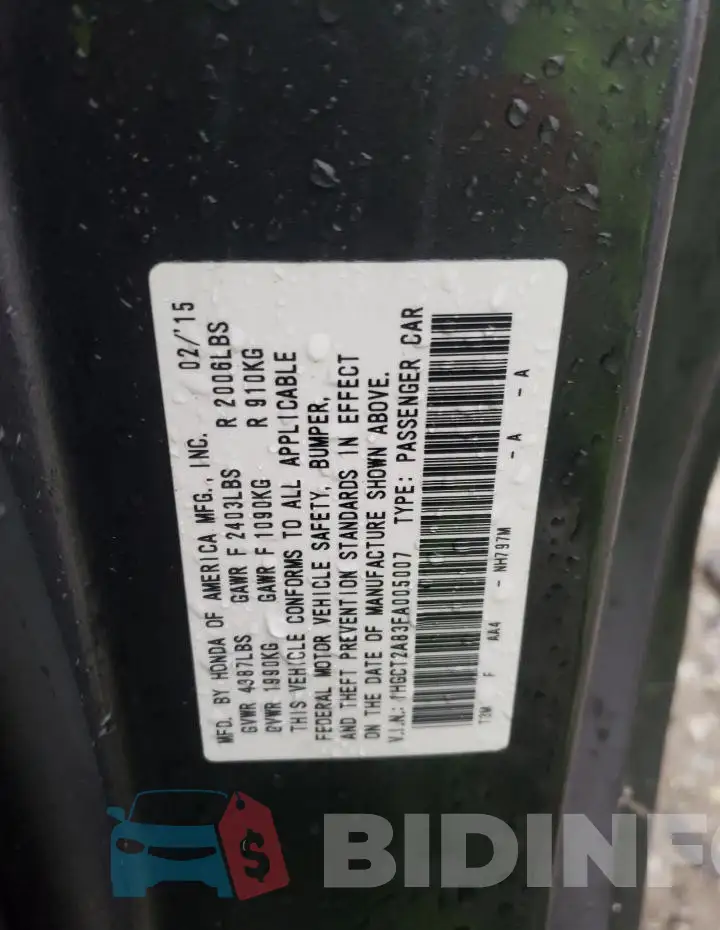 1HGCT2A83FA005007 Photo# 12