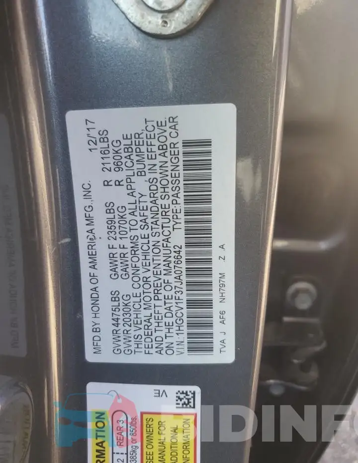1HGCV1F37JA076642 Photo# 12