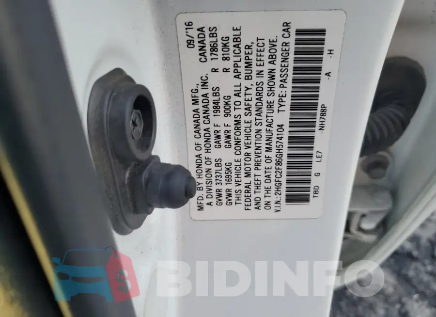 2HGFC2F86GH574104 Photo# 12