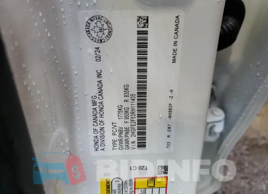 2HGFE2F53RH111405 Photo# 12
