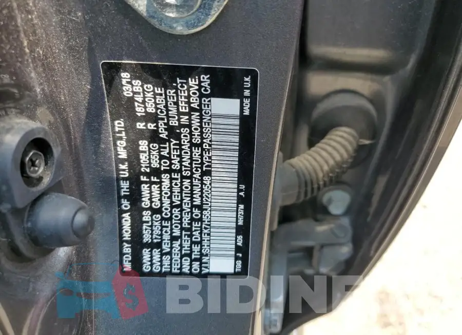 SHHFK7H58JU220548 Photo# 13