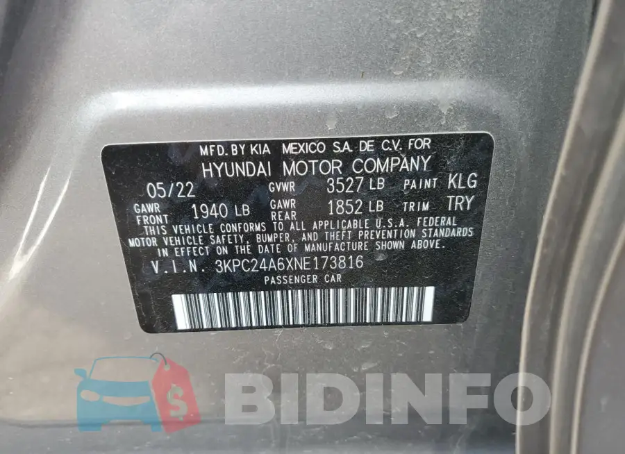 3KPC24A6XNE173816 Photo# 12