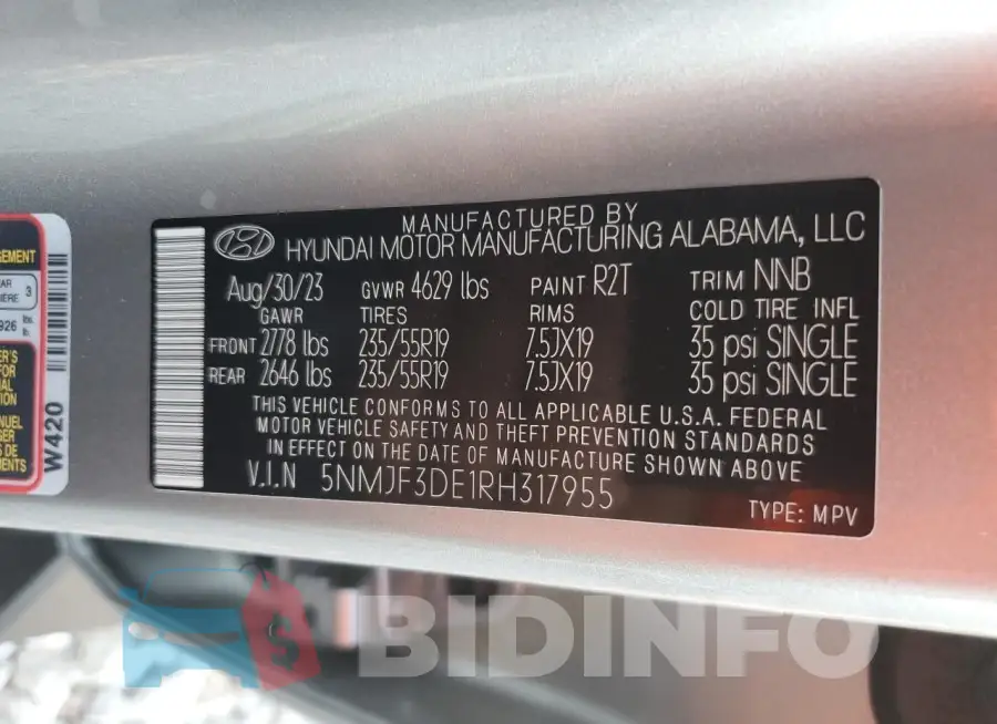 5NMJF3DE1RH317955 Photo# 13