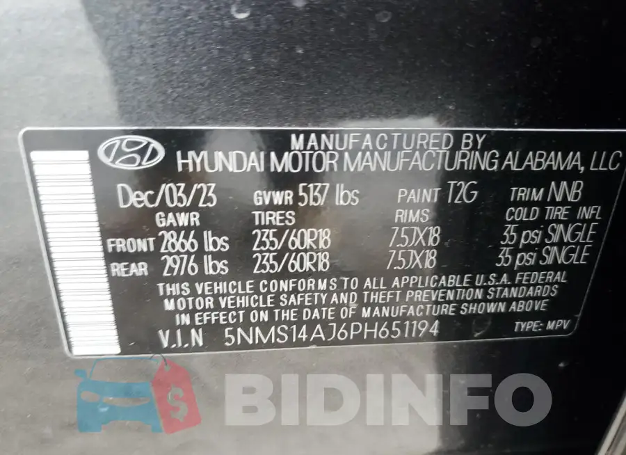 5NMS14AJ6PH651194 Photo# 13
