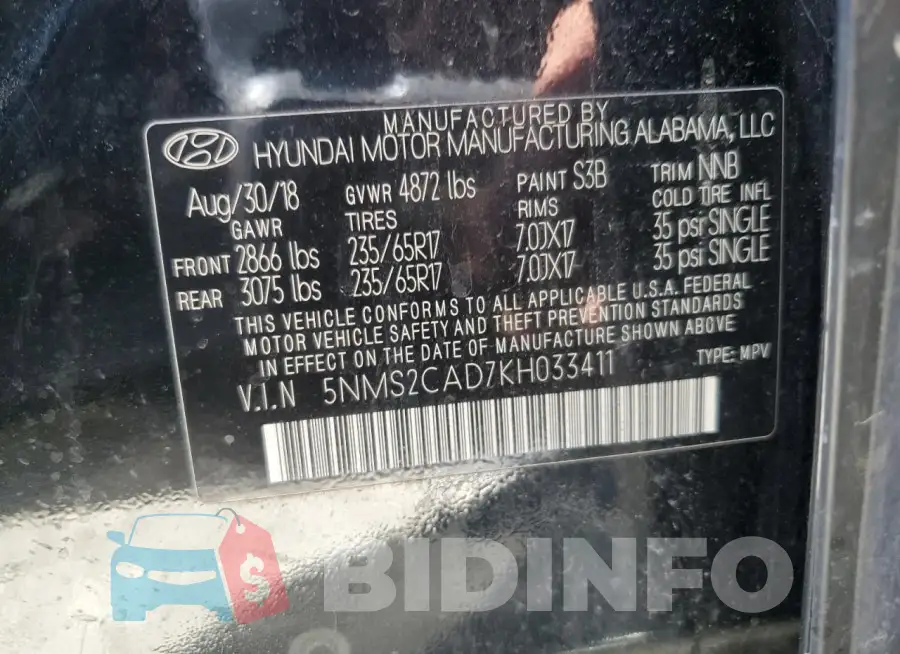 5NMS2CAD7KH033411 Photo# 13