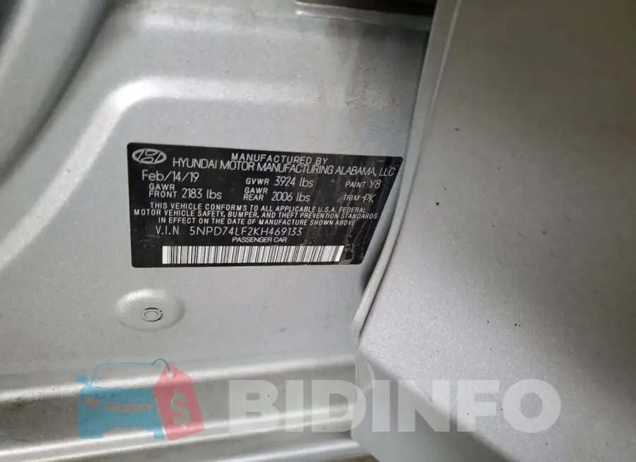 5NPD74LF2KH469133 Photo# 12