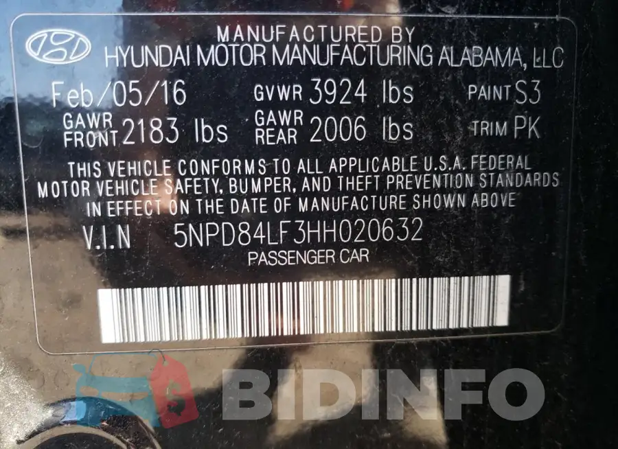 5NPD84LF3HH020632 Photo# 12