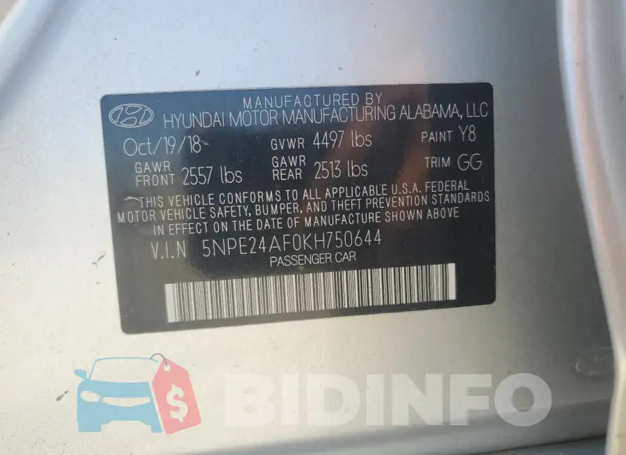 5NPE24AF0KH750644 Photo# 13