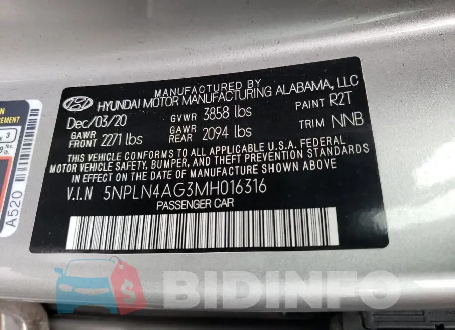 5NPLN4AG3MH016316 Photo# 12