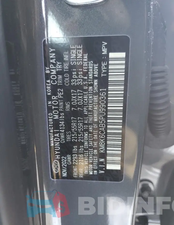 KM8K6CAB5PU990361 Photo# 12