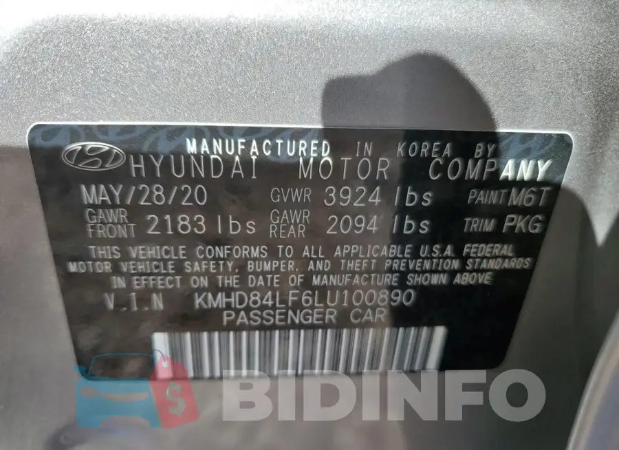 KMHD84LF6LU100890 Photo# 12