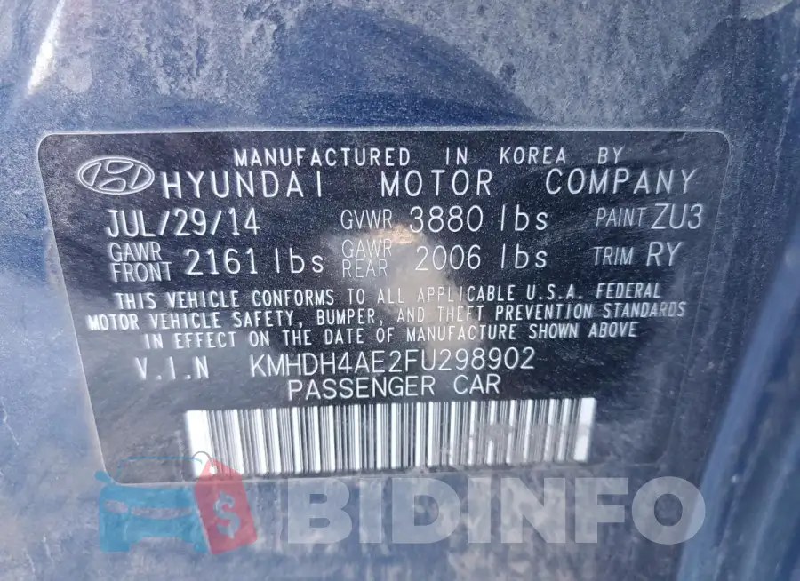 KMHDH4AE2FU298902 Photo# 12