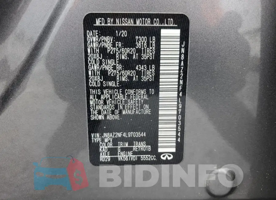 JN8AZ2NF4L9703544 Photo# 14