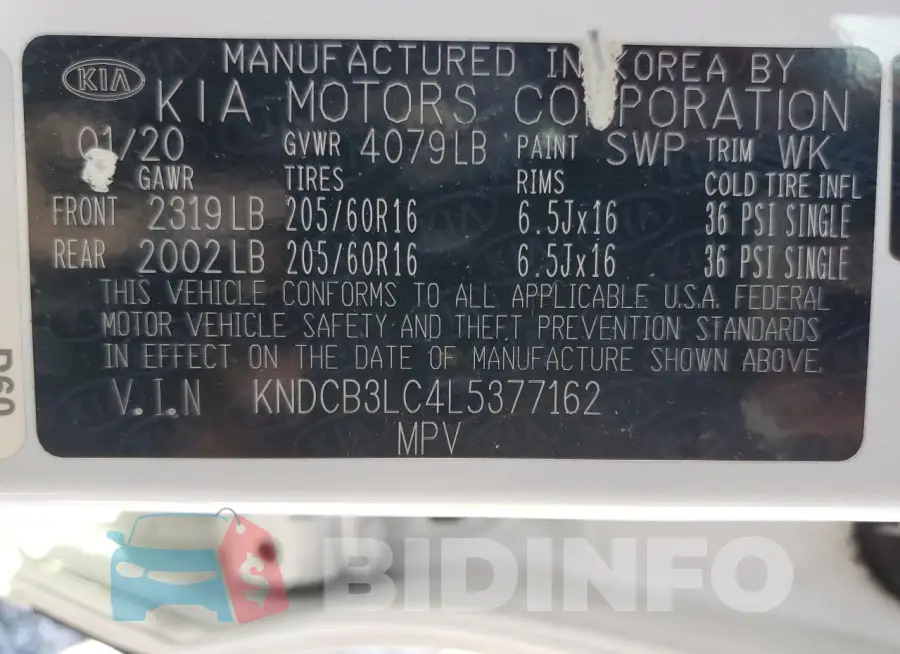 KNDCB3LC4L5377162 Photo# 13