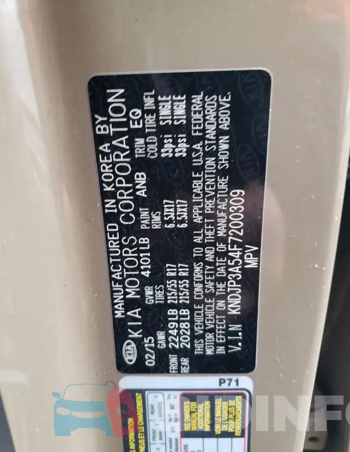 KNDJP3A54F7200309 Photo# 12