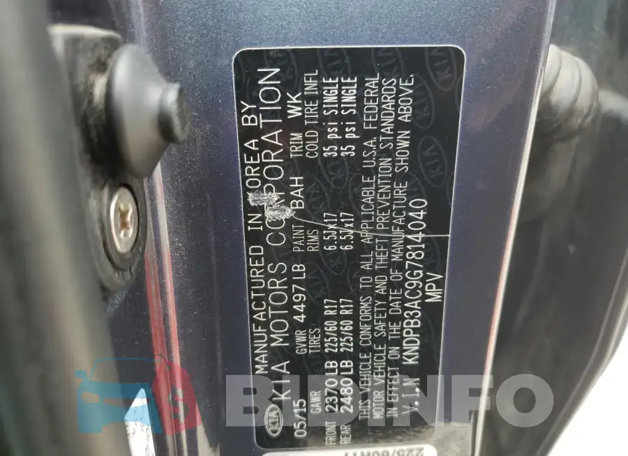 KNDPB3AC9G7814040 Photo# 13