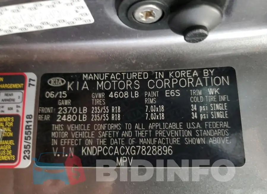 KNDPCCACXG7828896 Photo# 13