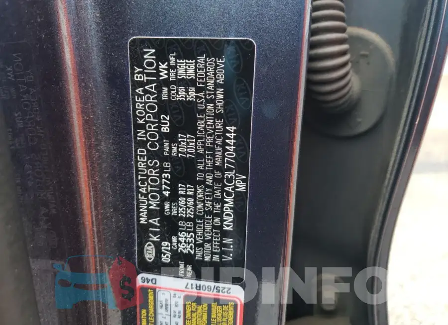 KNDPMCAC3L7704444 Photo# 14