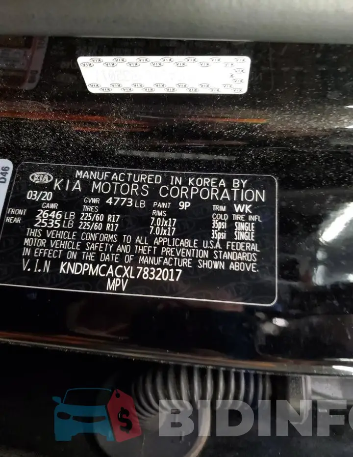 KNDPMCACXL7832017 Photo# 14