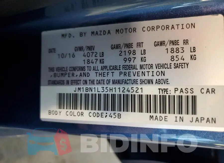 JM1BN1L35H1124521 Photo# 12