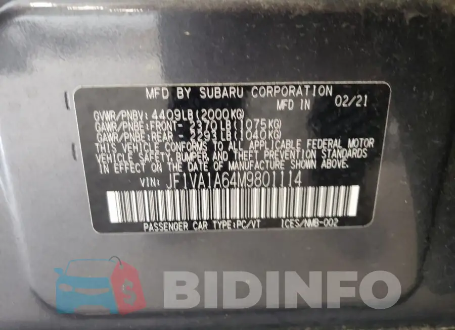 JF1VA1A64M9801114 Photo# 12