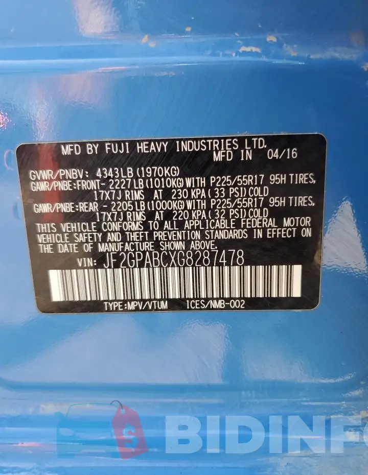 JF2GPABCXG8287478 Photo# 12
