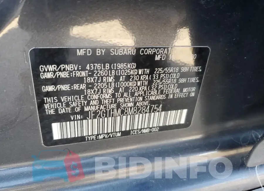 JF2GTHMC8M8284754 Photo# 12