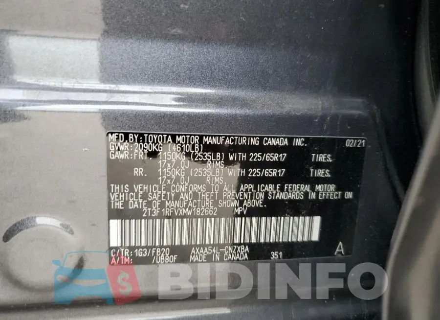 2T3F1RFVXMW182662 Photo# 12