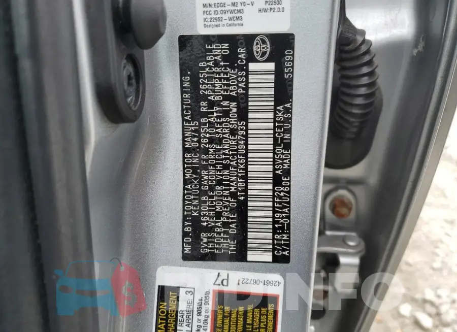 4T1BF1FK6FU947935 Photo# 12