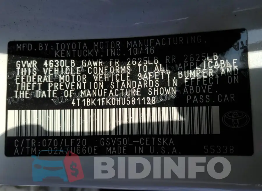4T1BK1FK0HU581128 Photo# 12