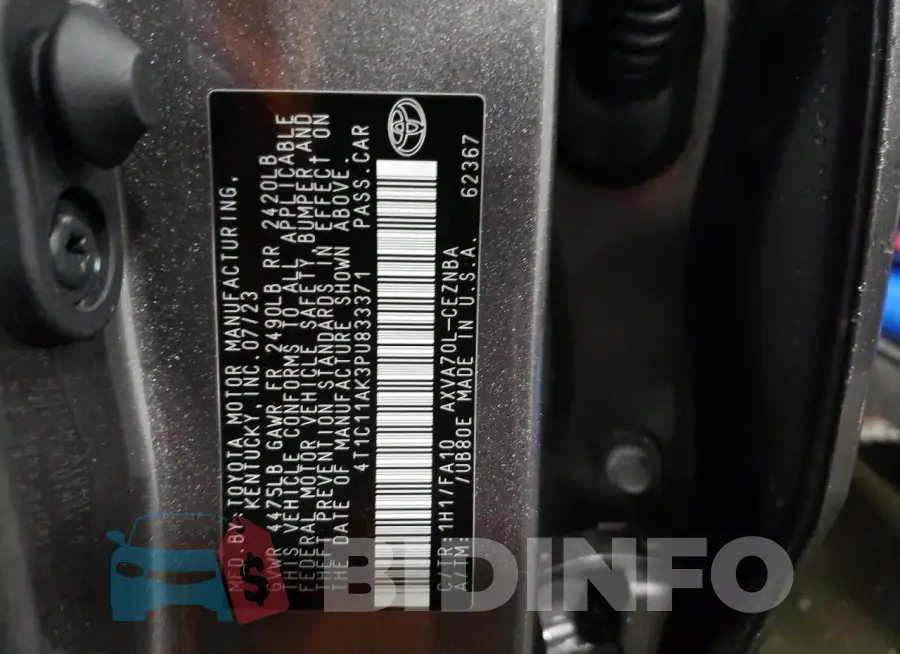 4T1C11AK3PU833371 Photo# 12