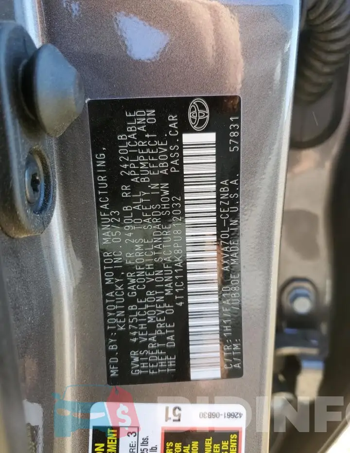 4T1C11AK8PU812032 Photo# 12