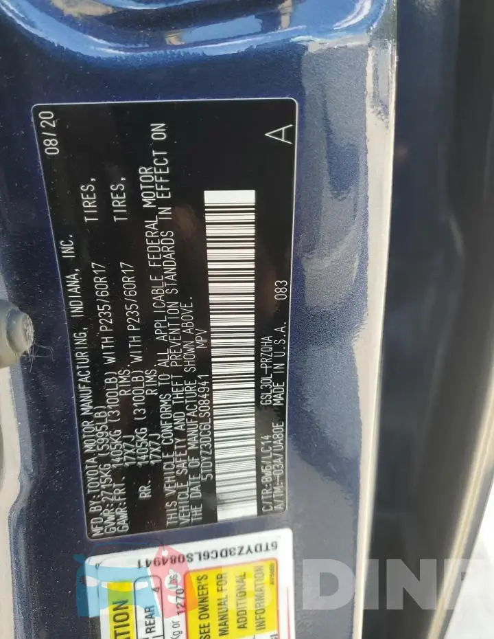 5TDYZ3DC6LS084941 Photo# 12