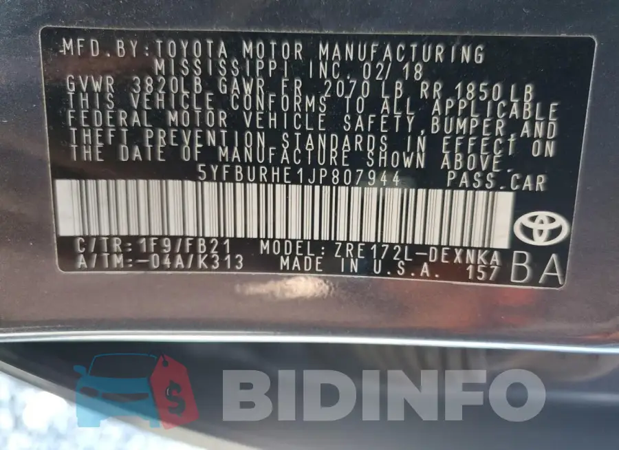5YFBURHE1JP807944 Photo# 12