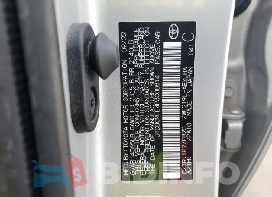 JTDBCMFE4P3000814 Photo# 13