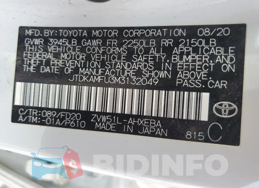 JTDKAMFU3M3132049 Photo# 12